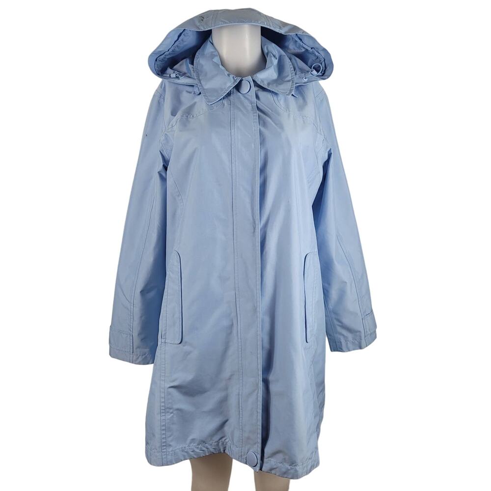 L.L. Bean Long Line Light Blue Full Zip Snap Removable Jacket Women M